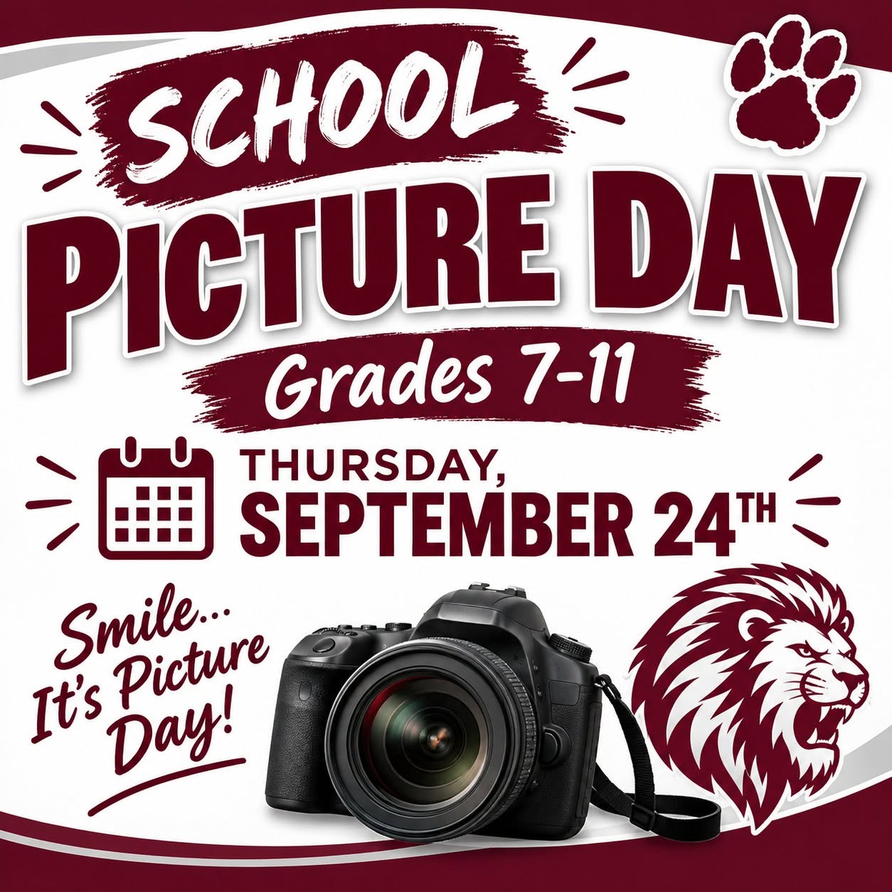 JH/HS Fall Picture Day Flyer