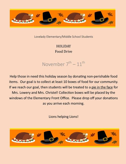 Elementary/Middle School Food Drive Flyer 2022