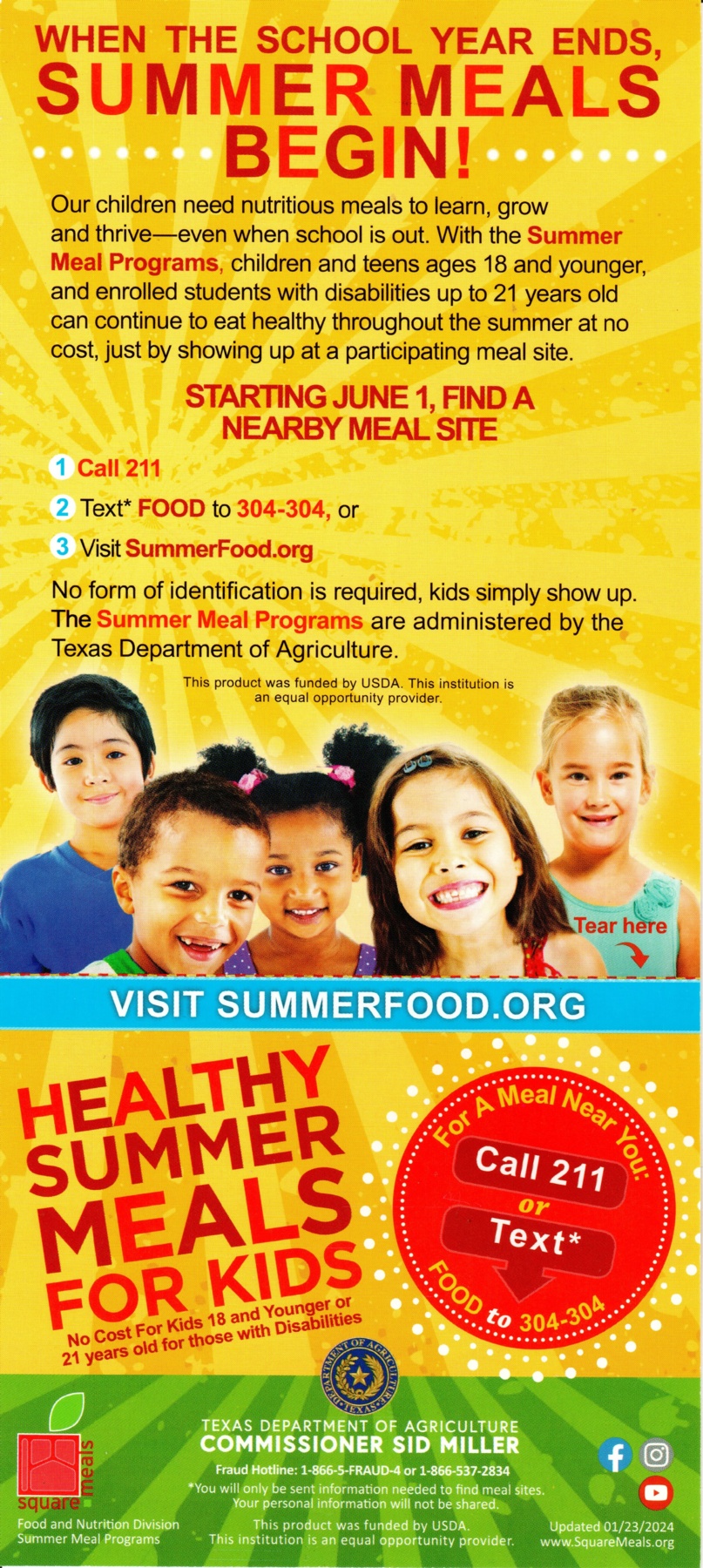 Summer Meals Flyer English