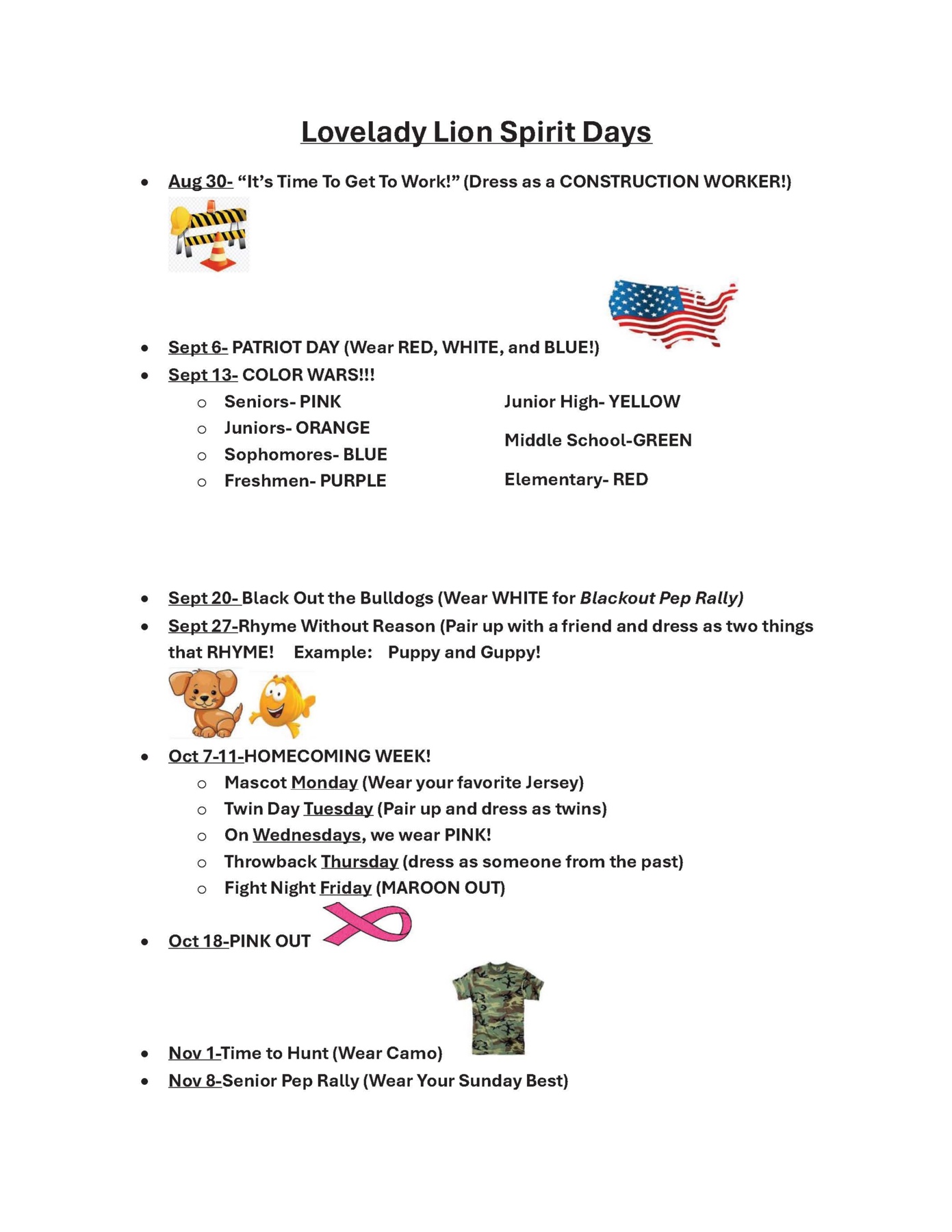 Spirit Days 2024