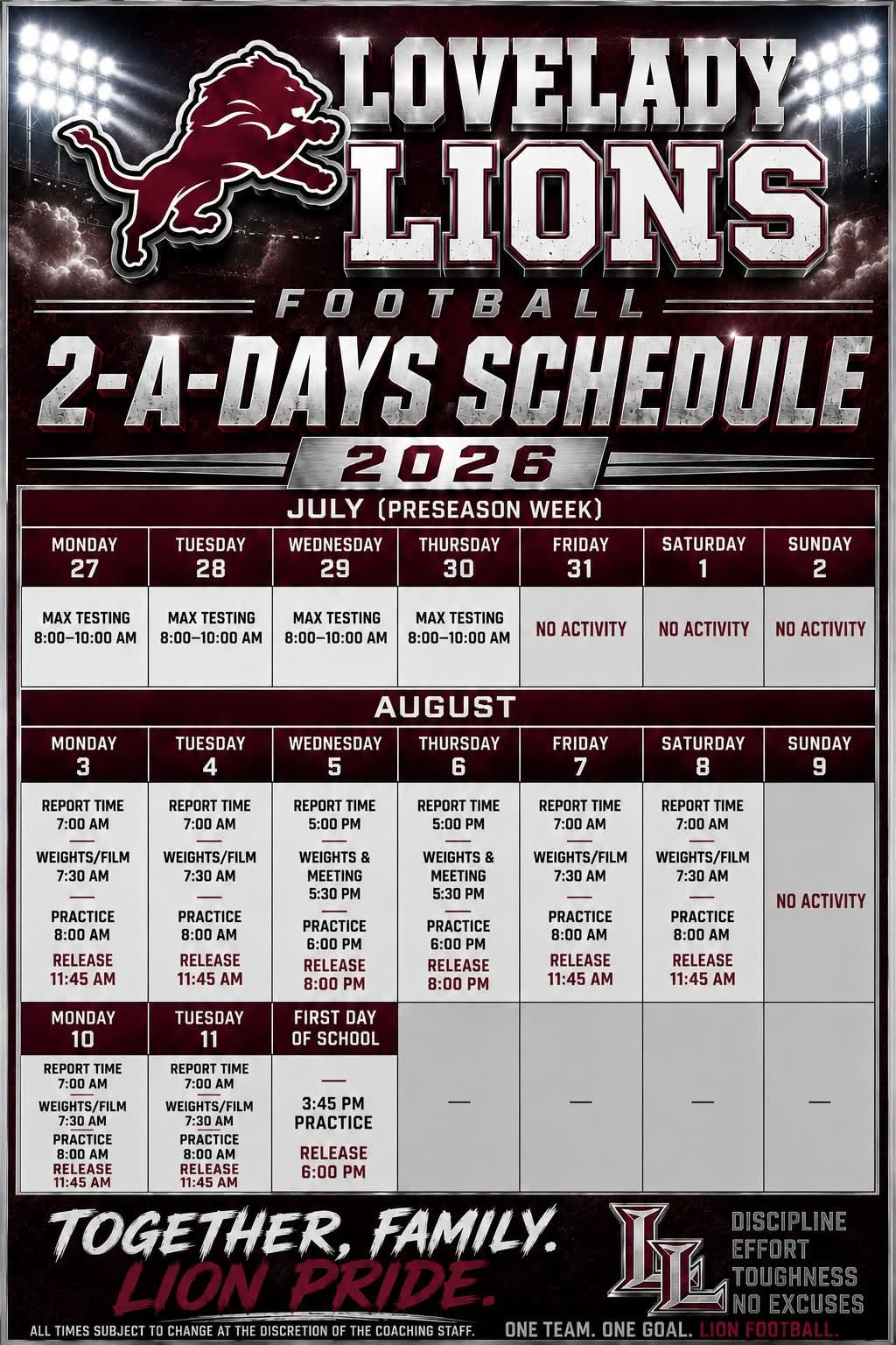 Football @-A-Day Schedule