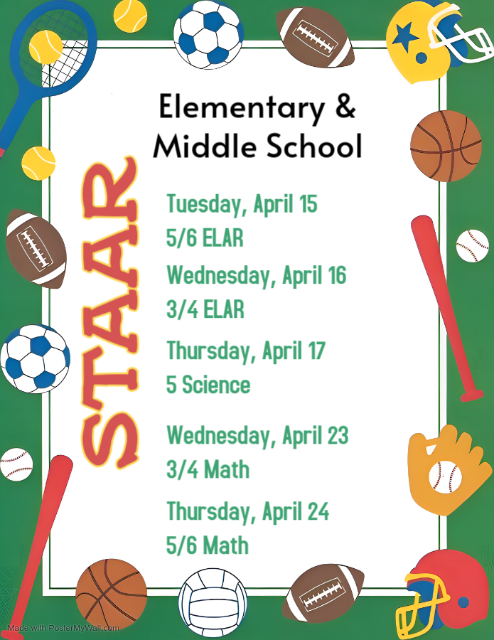 Elem/Middle STAAR Testing Dates
