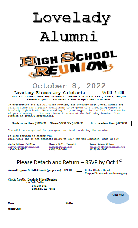 Alumni Reunion Info