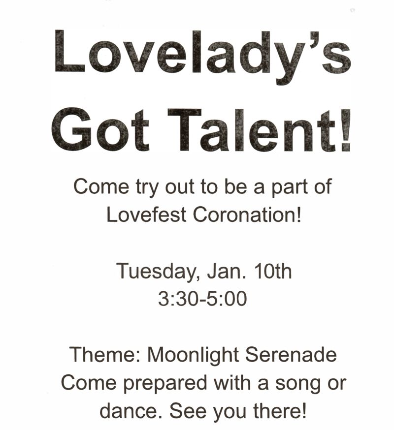 Lovefest Coronation Talent Tryout Flyer