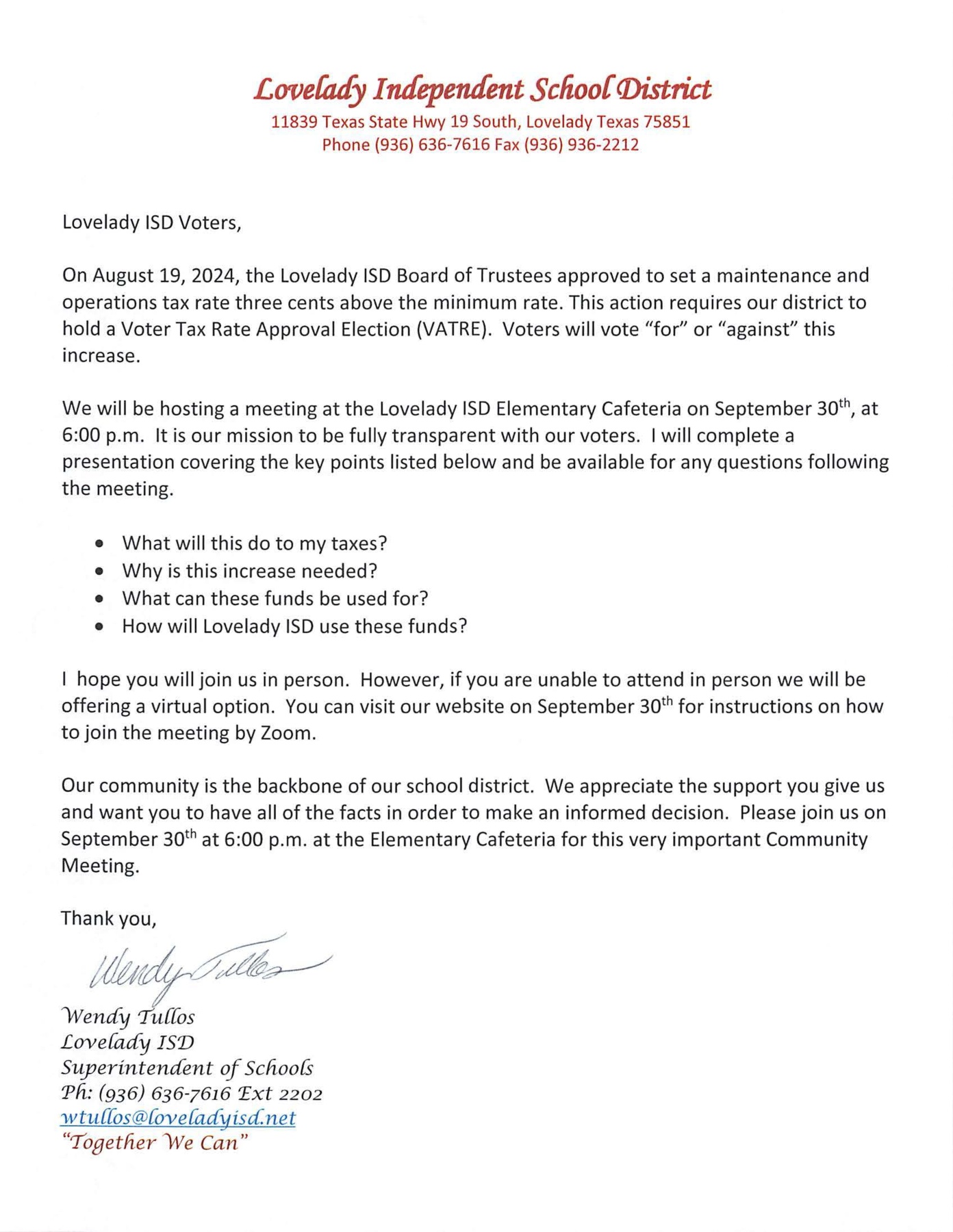 VATRE Meeting Notice